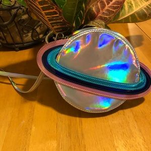 Holographic Saturn crossbody mini purse bag small